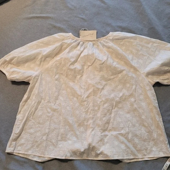 Women XL Short Sleeve Button-Front Blouse Relaxed Billowy Euro Boho Spring New - Picture 8 of 9